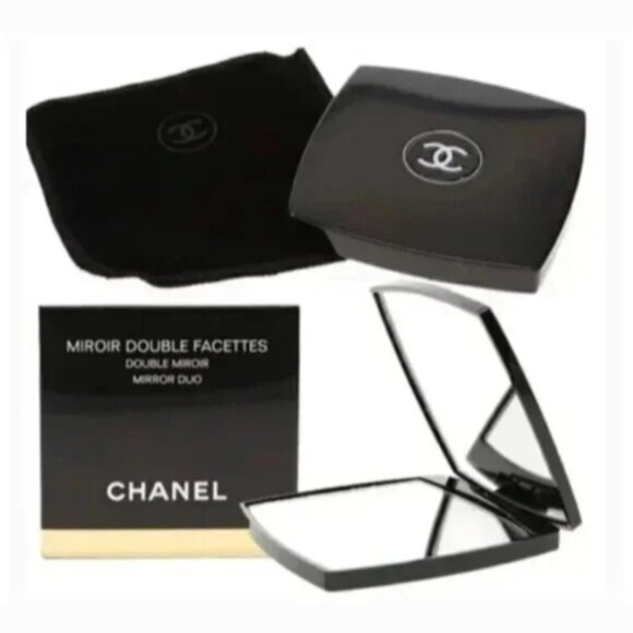 AUTHENTIC CHANEL MIRROR DOUBLE FACETTES MIRROR DUO COMPACT CLASSIC BLACK - Picture 2 of 6